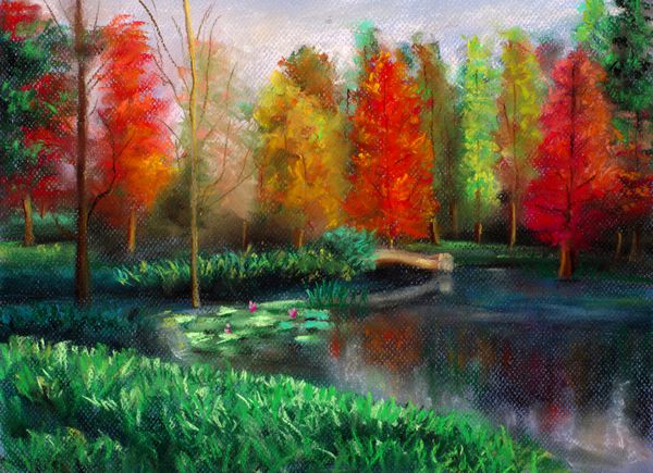 نقاشی رنگ پاشنه پاییز با رنگ اندازه کاغذ اصلی B4
