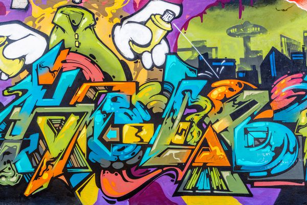 هنر زیر زمین خیابان زیبا سبک هنر گرافیتی دیوار با نقاشی های انتزاعی رنگ خانه تزئین شده است مدرن یاد فرهنگ شهری جوانان خیابان خلاصه عکس شیک روی دیوار