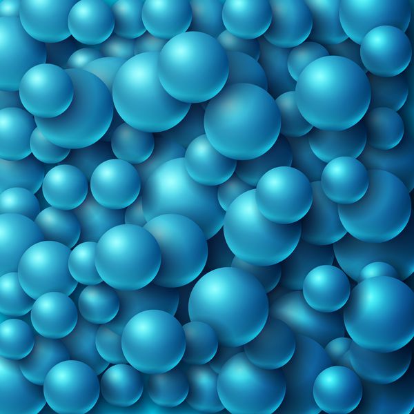 توپ های آبی پس زمینه رنگارنگ توپ کره های براق با سایه تصویر برداری