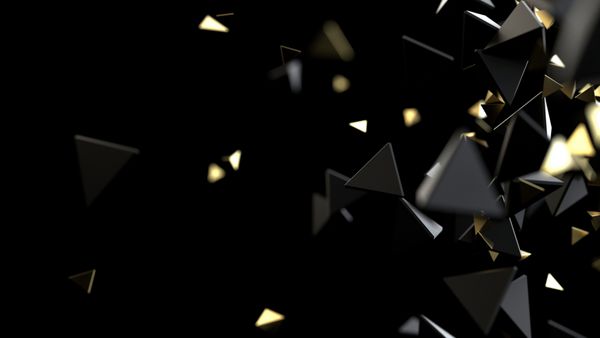 ذرات خلاصه پس زمینه کروم 3D رندر سیاه و طلا