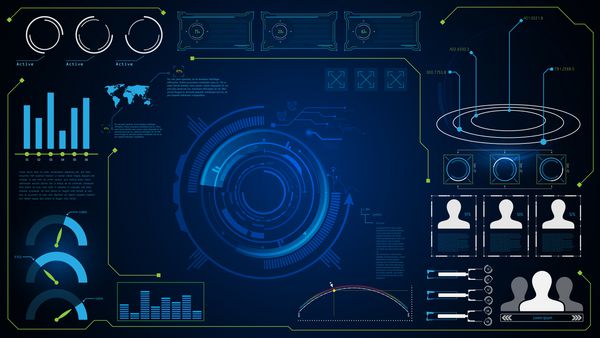 انتزاعی رابط HUD UI GUI فن آوری آینده فن آوری قالب پس زمینه