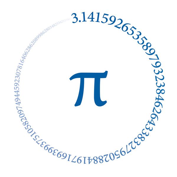 صد هزار رقم شماره Pi تشکیل یک دایره است مقدار تعداد بی نهایت Pi دقیق به نود و نه رقم اعشار است توالی رنگ آبی در پس زمینه سفید تصویر برداری