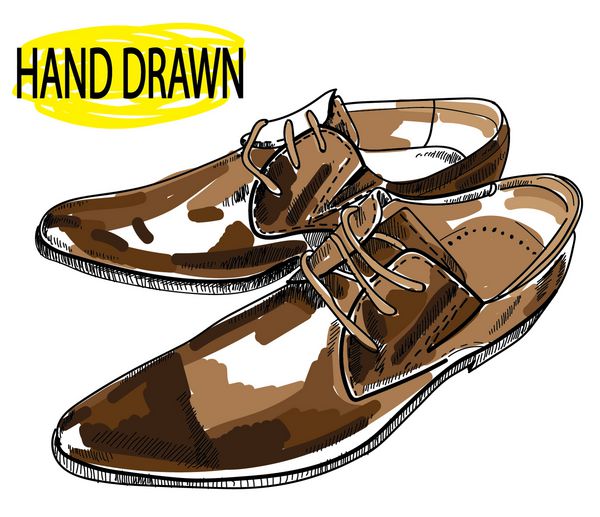 Male shoes Drawing by hand in vintage style Stylish men
