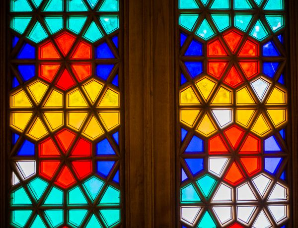 Bakchchisaray کریمه سپتامبر 2016 پنجره شیشه ای رنگ آمیزی در کاخ بختیصاری
