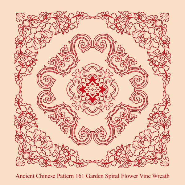 الگوی چینی باستان از گل سرخ گل واین گل سرخ
