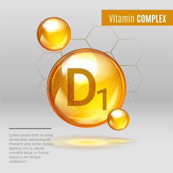 ویتامین D1 طلا درخشان قرص نماد capcule مجموعه ویتامین با فرمول شیمیایی گروه D کلکلسیفرول درخشش افت رنگ طلایی Meds برای تبلیغات سلامتی تصویر برداری