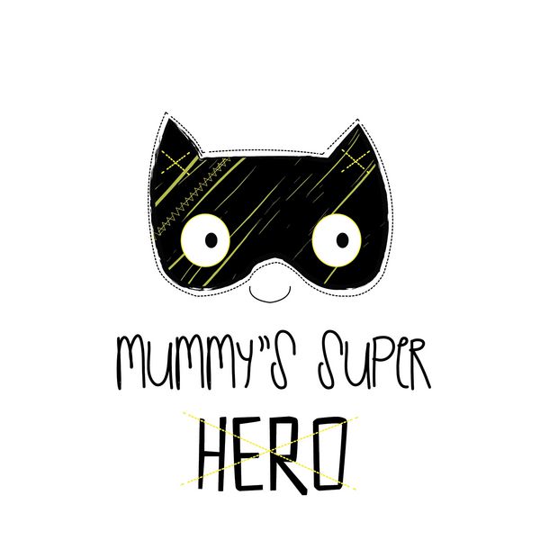 ماسک خفاش زیبا قهرمان فوق العاده Mummys طراحی تی شرت برای تصویر بردار بچه ها