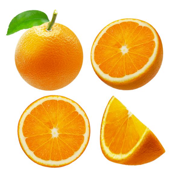 میوه و نارنجی کل جدا شده بر روی زمینه سفید