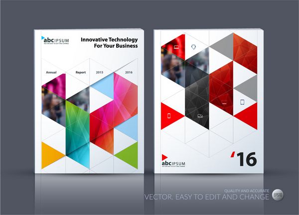 بردار کسب و کار طرح قالب بروشور گزارش سالانه طراحی مدرن مجله فلیکر در A4 با شکل های متحرک متحرک کسب و کار مثلث هندسی تکنولوژی هنر چکیده با اثر پوشش