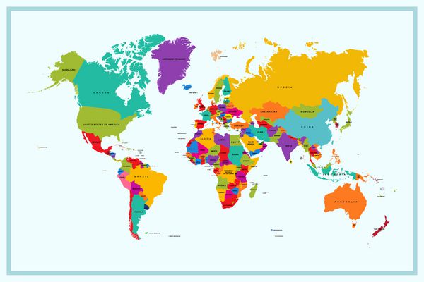 نقشه جهان با نام کشور