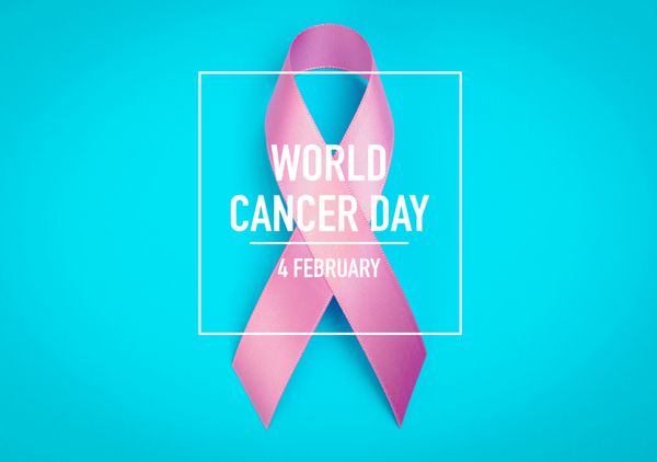 روز جهانی سرطان روبان آگاهی سرطان پستان در زمینه آبی رنگ
