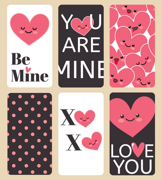 ولنتاین مبارک کارت greating مجموعه کتیبه من عاشق تو هستم من Xo-Xo تو مال منی تصویر برداری برای روز ولنتاین مبارک و طرح طراحی علفزار