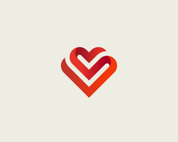 نماد بردار قلب علامت روبان روز ولنتاین خط انتزاعی سلامت پزشکی آیکون طراحی آیکون