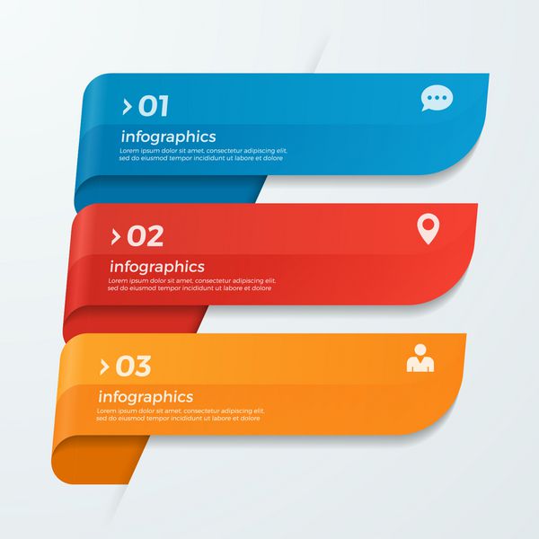 قالب Infographic با نوارهای آگهی دهنده فلش 3 گزینه برای ارائه تبلیغات طرح بندی گزارش سالانه طراحی وب