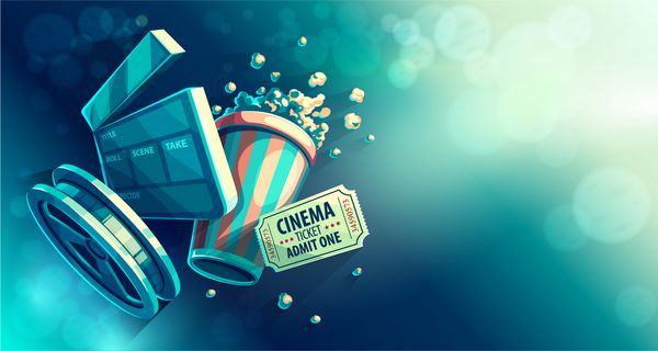 فیلم آنلاین فیلم سینمایی آنلاین با پاپ کورن و مفهوم سینما مفهوم فیلم نوار پرنعمت یکپارچهسازی با سیستمعامل رنگ انتزاعی