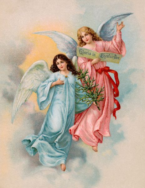 فرشتگان کریسمس با درخت همیشه سبز یک تصویر انگلیس 1901 سوئد