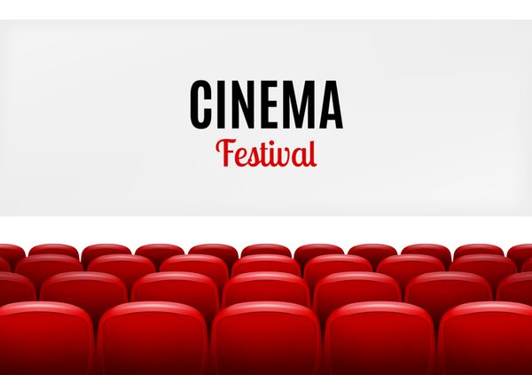تئاتر فیلم با ردیف صندلی های قرمز قالب رویداد برتر طراحی فوق العاده جشنواره سینما ارائه