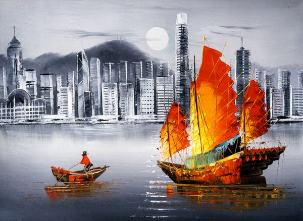 نقاشی نفت ویکتوریا هاربر هنگ کنگ