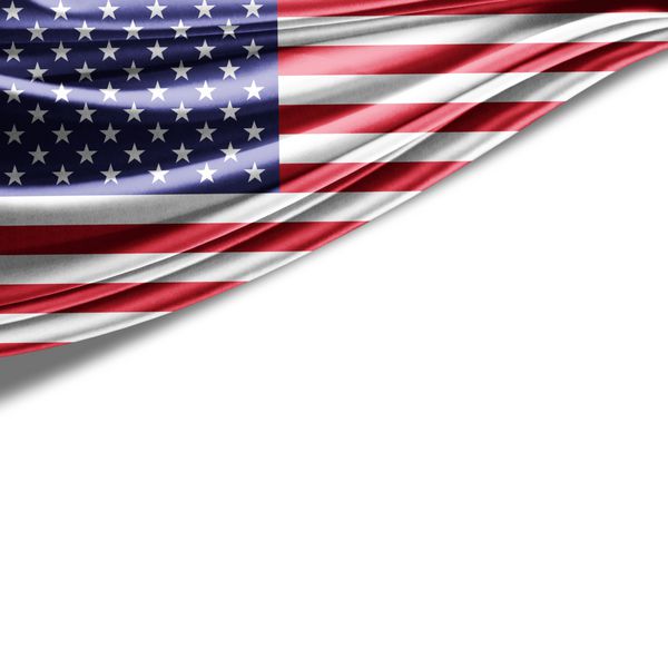 پرچم آمریکا ابریشم با copyspace برای متن یا تصاویر و تصویر پس زمینه سفید سفید