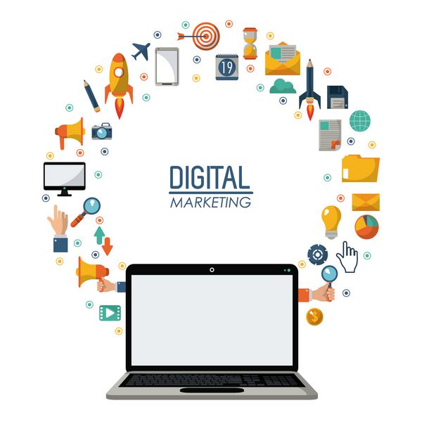 بازاریابی دیجیتال لپ تاپ تکنولوژی شبکه آنلاین
