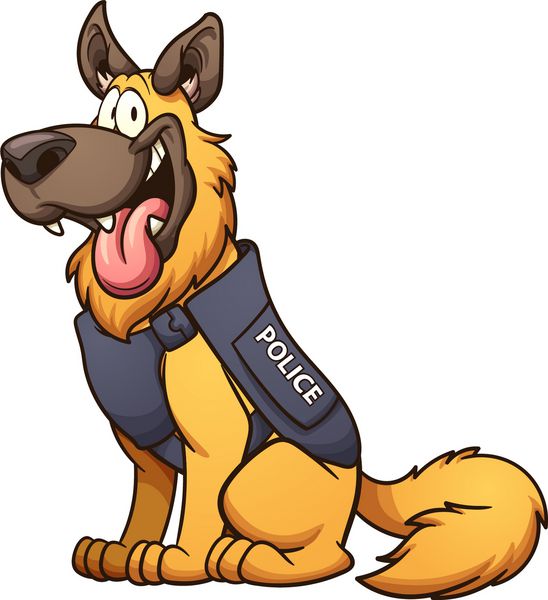 سگ پلیس کارتون تصویر کلیپ هنری با شیب ساده سگ جلیقه و متن در لایه های جداگانه
