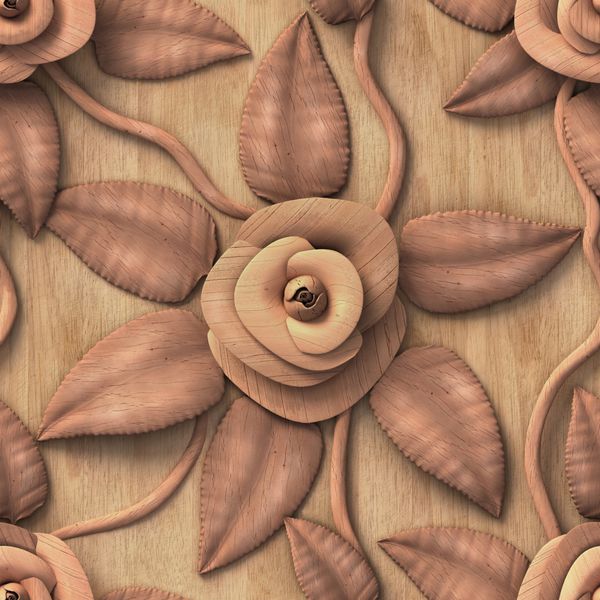 الگو 3D گل بافت چوب بدون درز