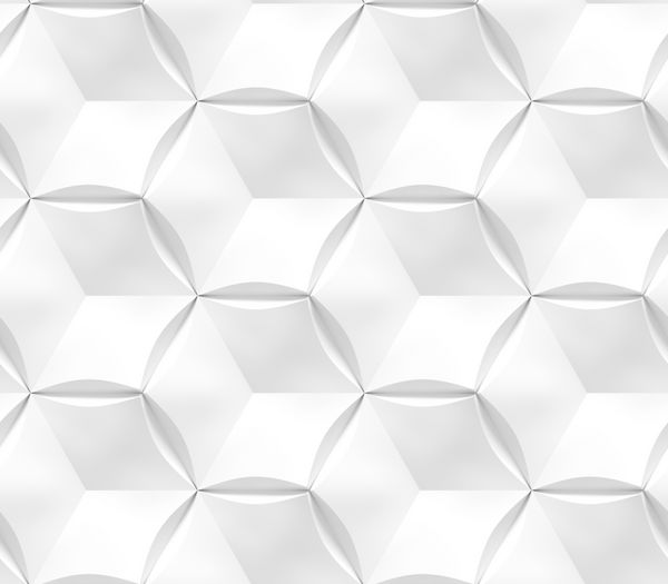 بافت هندسی بدون درز سفید سبک اریگامی کاغذی عناصر شش ضلعی پس زمینه 3D رندر