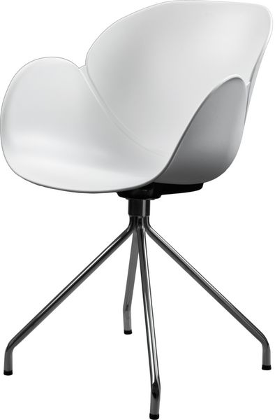 صندلی پلاستیکی سفید با پاهای کروم طراح مدرن صندلی جدا شده بر روی زمینه سفید