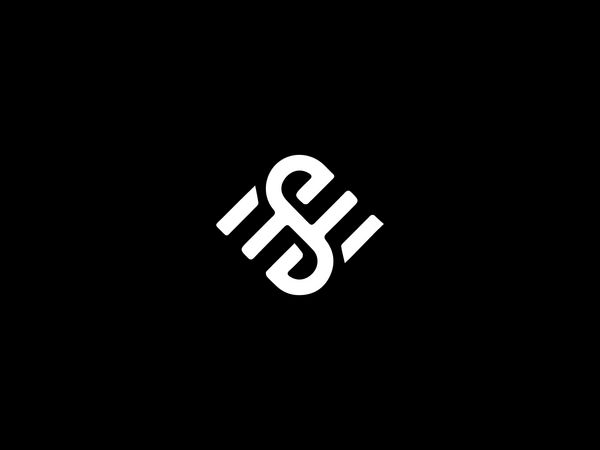 شکل منحصر به فرد مدرن مدرن ظریف مربع شکل ورزش نام تجاری رنگ سیاه و سفید SF S F اولیه مبتنی بر آیکون نماد نامه