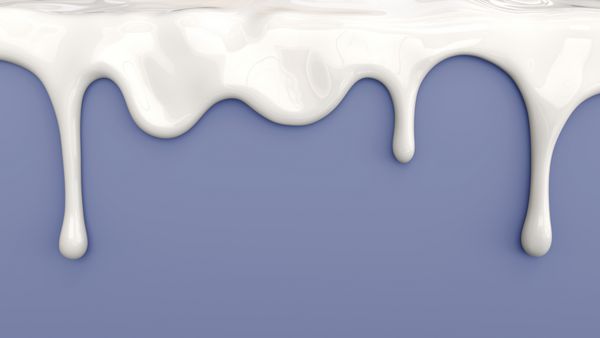 تصویر 3D از شیر سفید ریختن بر روی زمینه آبی