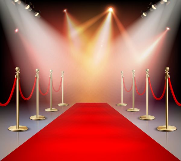 فرش قرمز واقع بینانه در رویداد ترکیب نورپردازی و یا مراسم اهدای جایزه برای بردار تصویر ستاره