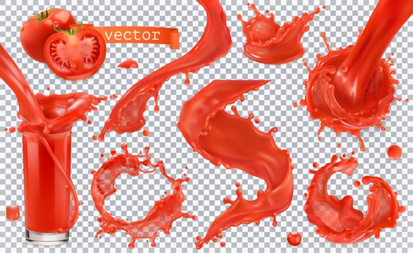 چلپ چلوپ قرمز گوجه فرنگی توت فرنگی 3D آیکون مجموعه ای واقعی واقع بینانه