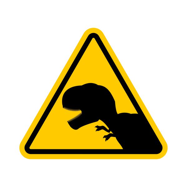 توجه دایناسور خطرات نشانه جاده ای زرد شکار پیشاور تاریخی احتیاط نماد تیاننوزاروس t-rex
