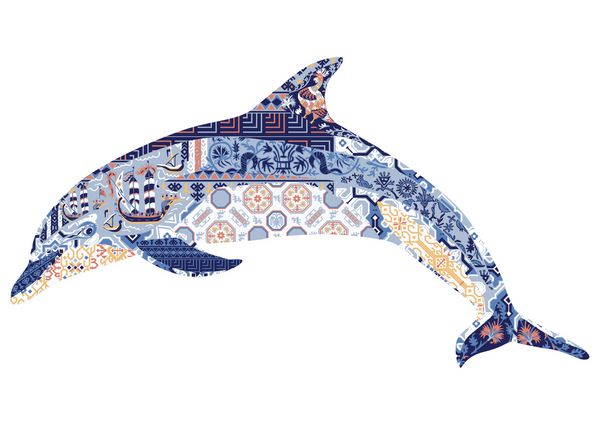 شبح دلفین با تزئینات در سبک یونانی تزئین شده است