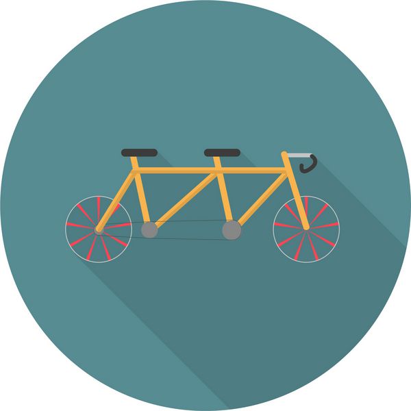 آیکون دوچرخه Tandem لذت دوچرخه برای دو دوچرخه دوچرخه آیکون شیک سایه طولانی عناصر در طراحی صاف