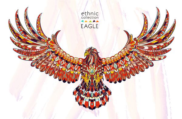 عقاب پرنده الگو بر روی زمینه آبرنگ آفریقایی هند توتم طراحی این ممکن است برای طراحی تی شرت کیسه کارت پستال پوستر و غیره استفاده شود