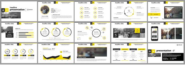 قالب های زرد ارائه عناصر در یک پس زمینه سفید بردار infographics استفاده در ارائه فلیکر و جزوه گزارش شرکت بازاریابی تبلیغات گزارش سالانه بنر