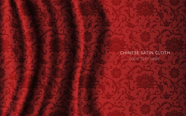 سنتی قرمز چینی ابریشم پارچه اطلس ساتین پارچه عقاب مارپیچی ورق برگ گل