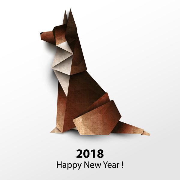 شگفت زده آلمانی سگ اریگامی کاغذ رنگی تصویر برداری 2018 سال نو مبارک
