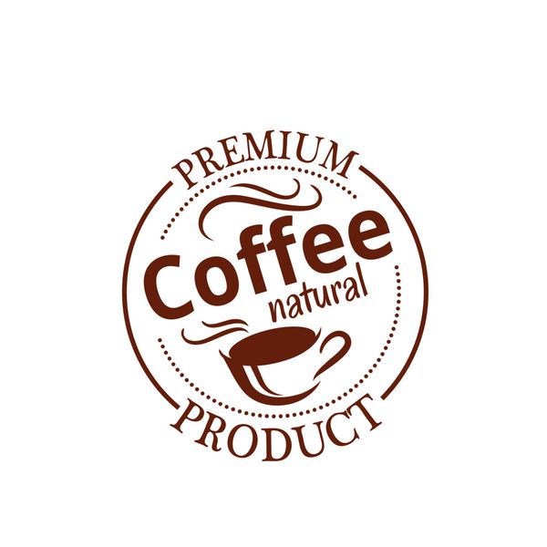 نشانه قهوه قهوه طبیعی قهوه قهوه قهوه یا لوبیا با اسپرسو کاپوچینو یا نماد دور تاشو برای برچسب بسته بندی کافی شاپ کافه فروشگاه شیرینی و طراحی منو رستوران