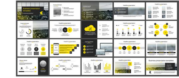 قالب های زرد ارائه عناصر در یک پس زمینه سفید بردار infographics استفاده در ارائه فلیکر و جزوه گزارش شرکت بازاریابی تبلیغات گزارش سالانه بنر