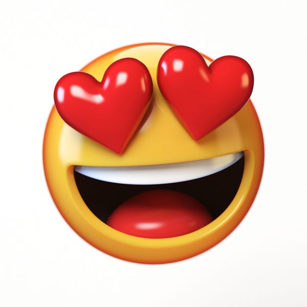 سقوط در عشق emoji جدا شده بر روی زمینه سفید چهره قلب شکل چهره شکلک 3d رندر