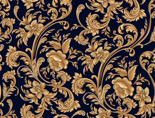 الگوی بدون درز از عناصر گل طلایی تزئینی