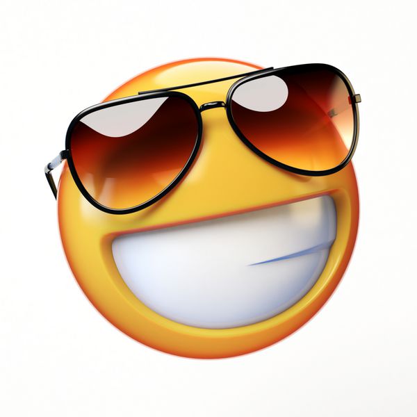 شکلک های خنده دار جدا شده بر روی زمینه سفید خنده دار شکلک با عینک های آفتابی 3d رندر