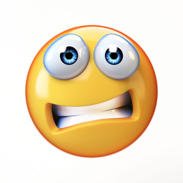 Emoji ترسناک جدا شده بر روی زمینه سفید شکلک در ترس 3D رندر