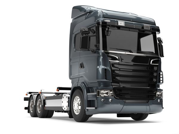 کامیون حمل بار سنگین خاکستری تیره مدرن بدون تریلر 3D Illustration