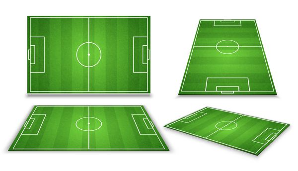 فوتبال میدان فوتبال اروپا در نقطه نظر چشم انداز متفاوت جدا شده بردار تصویر زمینه سبز فوتبال برای بازی