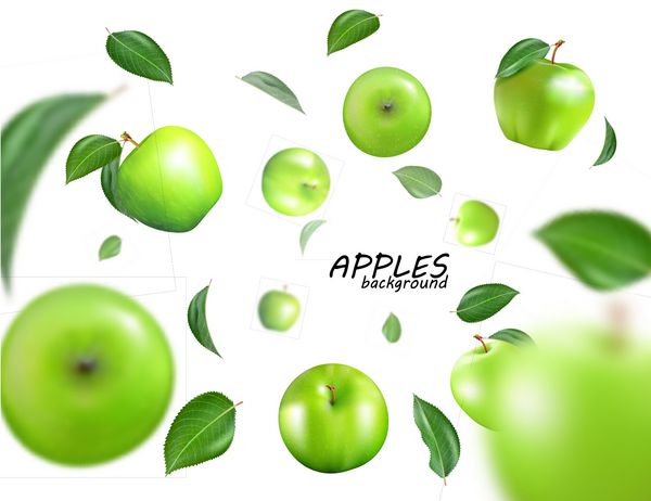 سقوط بردار سیب سبز جدا شده بر روی زمینه سفید میوه به عنوان یک کل سایه های واقعی فالونگ 3D