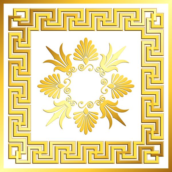 عتیقه سنتی عتیقه طلایی عتیقه یونانی طلایی و الگوی گل در پس زمینه شفاف الگوی طلا برای کاشی های تزئینی