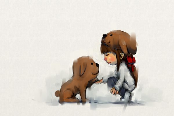 عکس دختر با سگ کارتونی